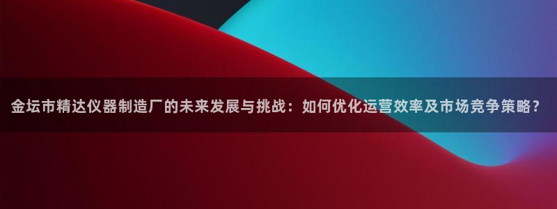 欧星在线娱乐：金坛市精达仪器制造厂的未来发展与挑战：如何优化
