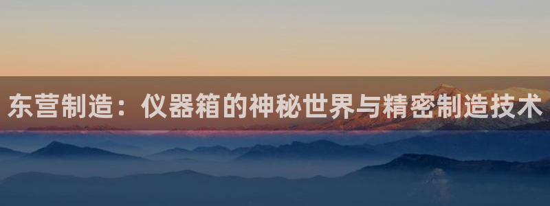 欧星线上娱乐：东营制造：仪器箱的神秘世界与精密制造技术